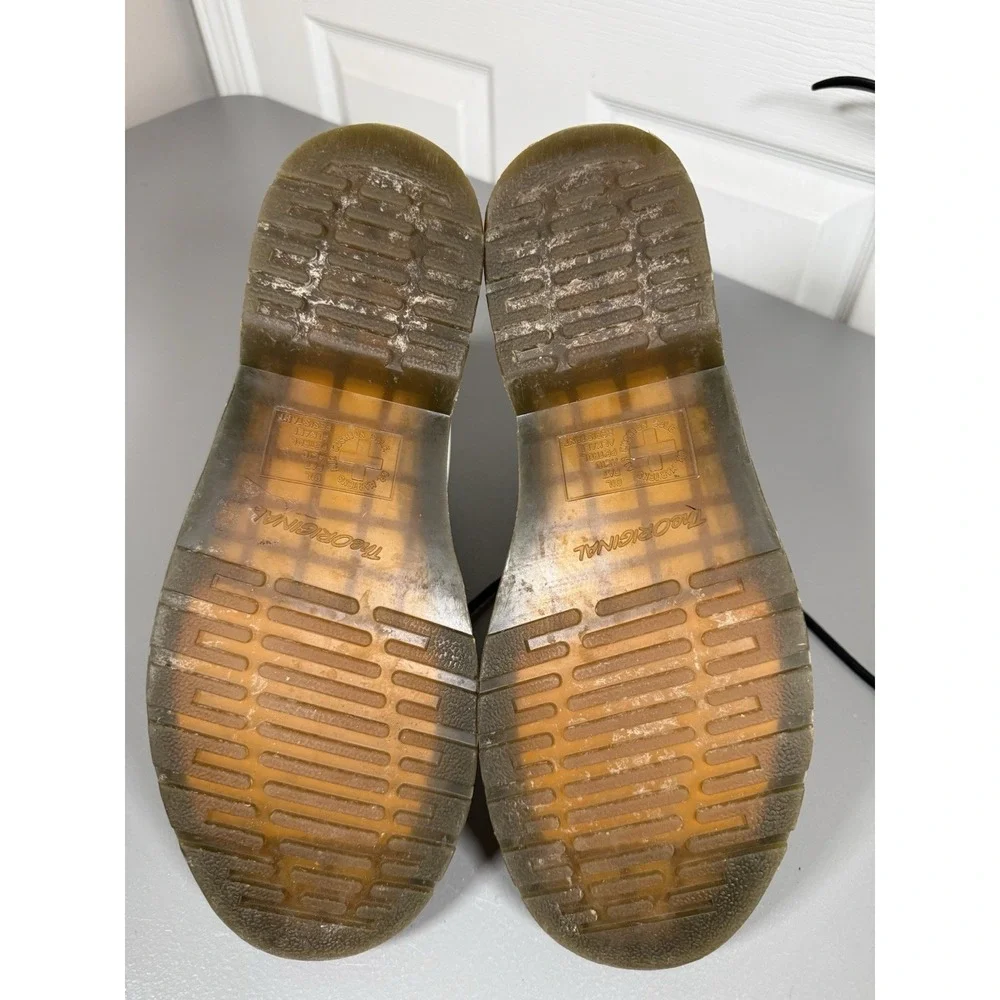 Dr Martens Women's 10 Patent Leather White Lace Up Combat Boots Grunge 1468